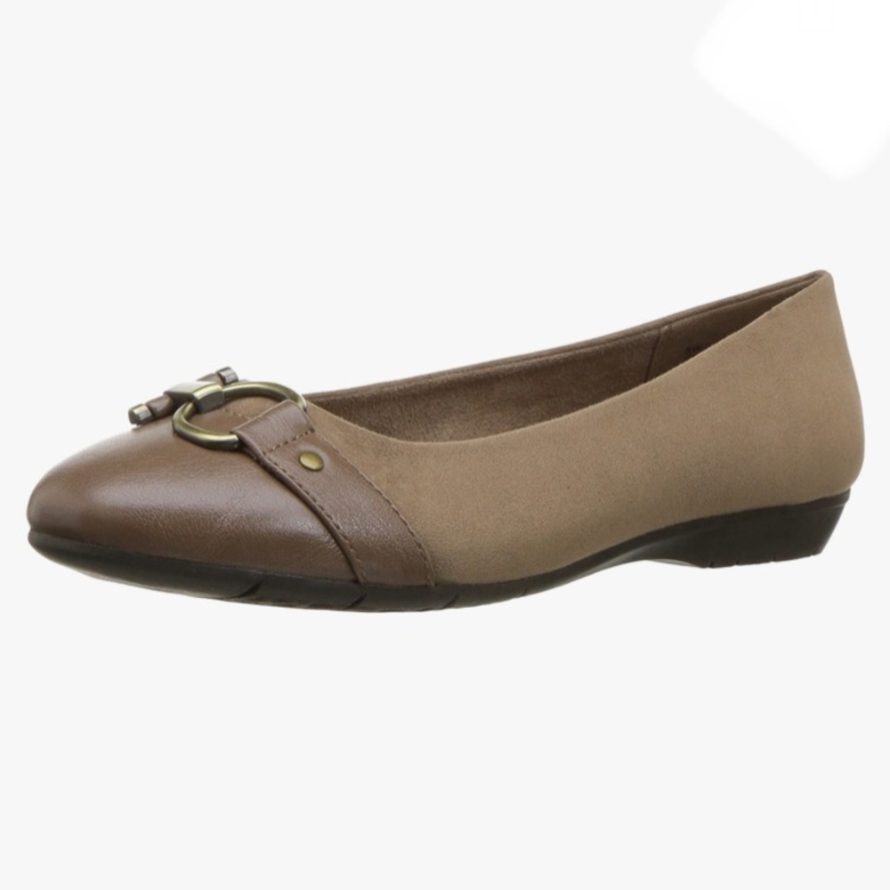 A2 by Aerosoles Women's Ultrabrite Ballet Flat Taupe Fabric size 8 B012